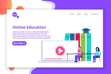 样机设计登陆页 教育在线课程与矢量插图的完美融合